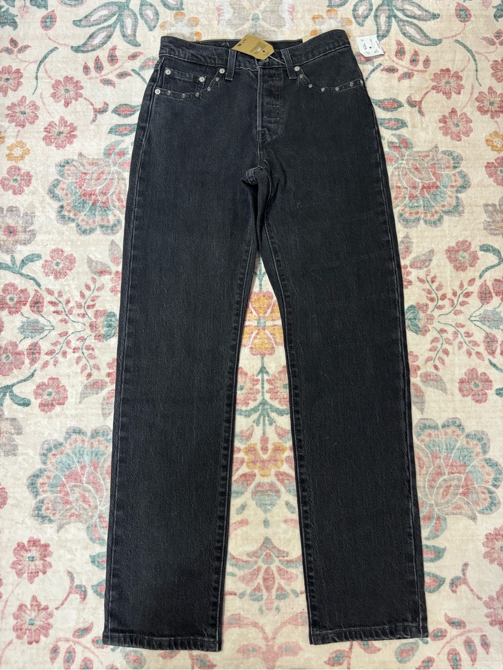 Levi's Women's Black Straight-Leg Jeans with rhinestone pockets